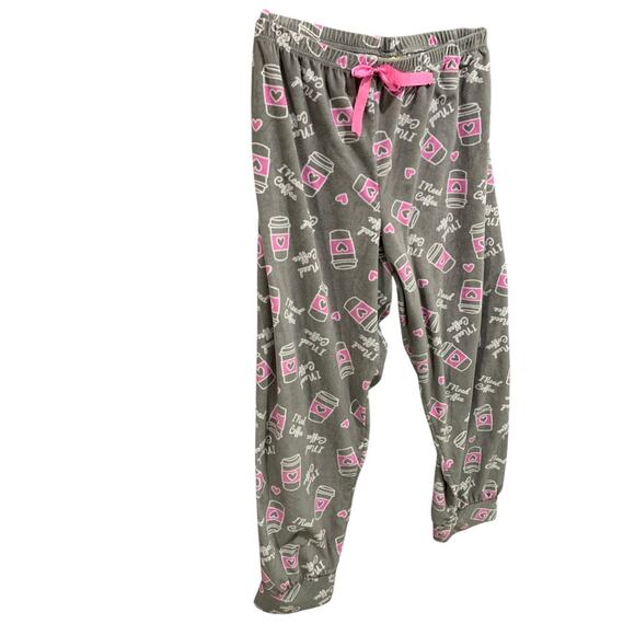 3X Bobbie Brooks Sleepwear Womens PJ Pants Fleece Coffee Print - Picture 3 of 9
